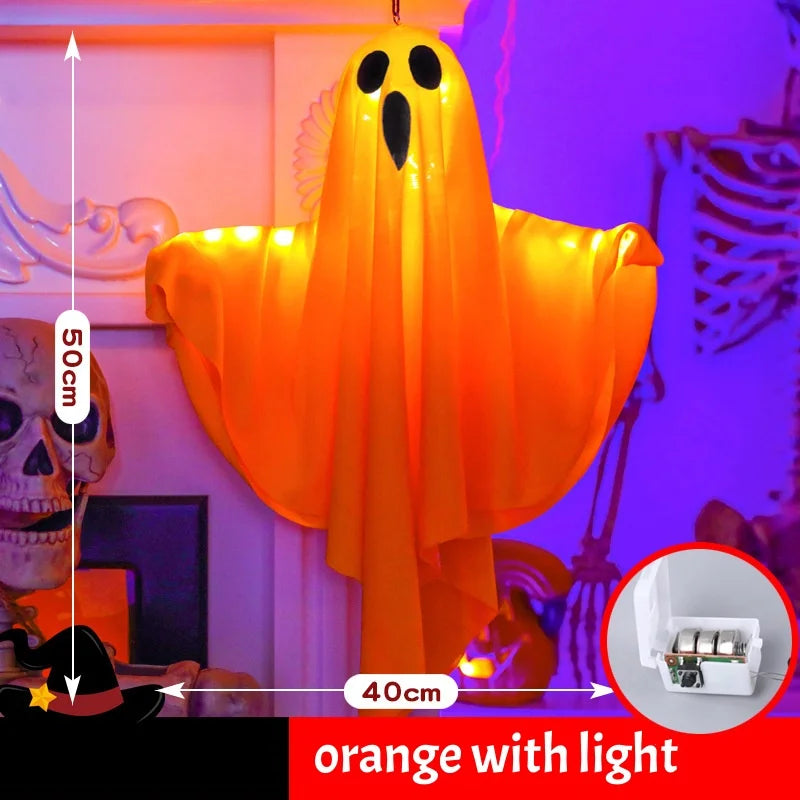 Halloween Hanging Ghosts Light up Warm LED Light Indoor Outdoor Front Porch Yard Scary Cute Halloween Ghost Decor Gifts