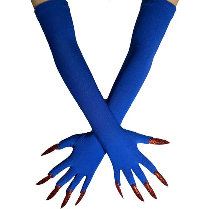 Cool Halloween Gloves Long Ghost Claw Dress up Gloves Fashion Black Long Nails Cosplay Halloween Funny Gloves