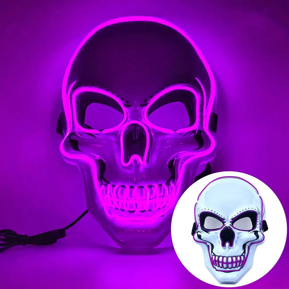 Fashion Horror Halloween Skull Mask LED Light Cosplay Costume Cosplay Mask Halloween LED Cold Light Mask Halloween Party