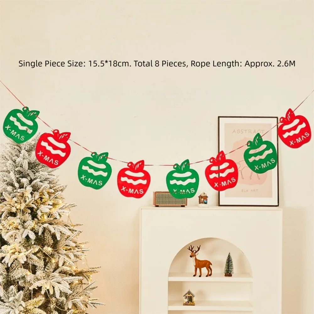 Kawaii Felt Christmas Banner Hanging Bunting Merry Christmas Christmas Ornaments Reusable Xmas Decorations