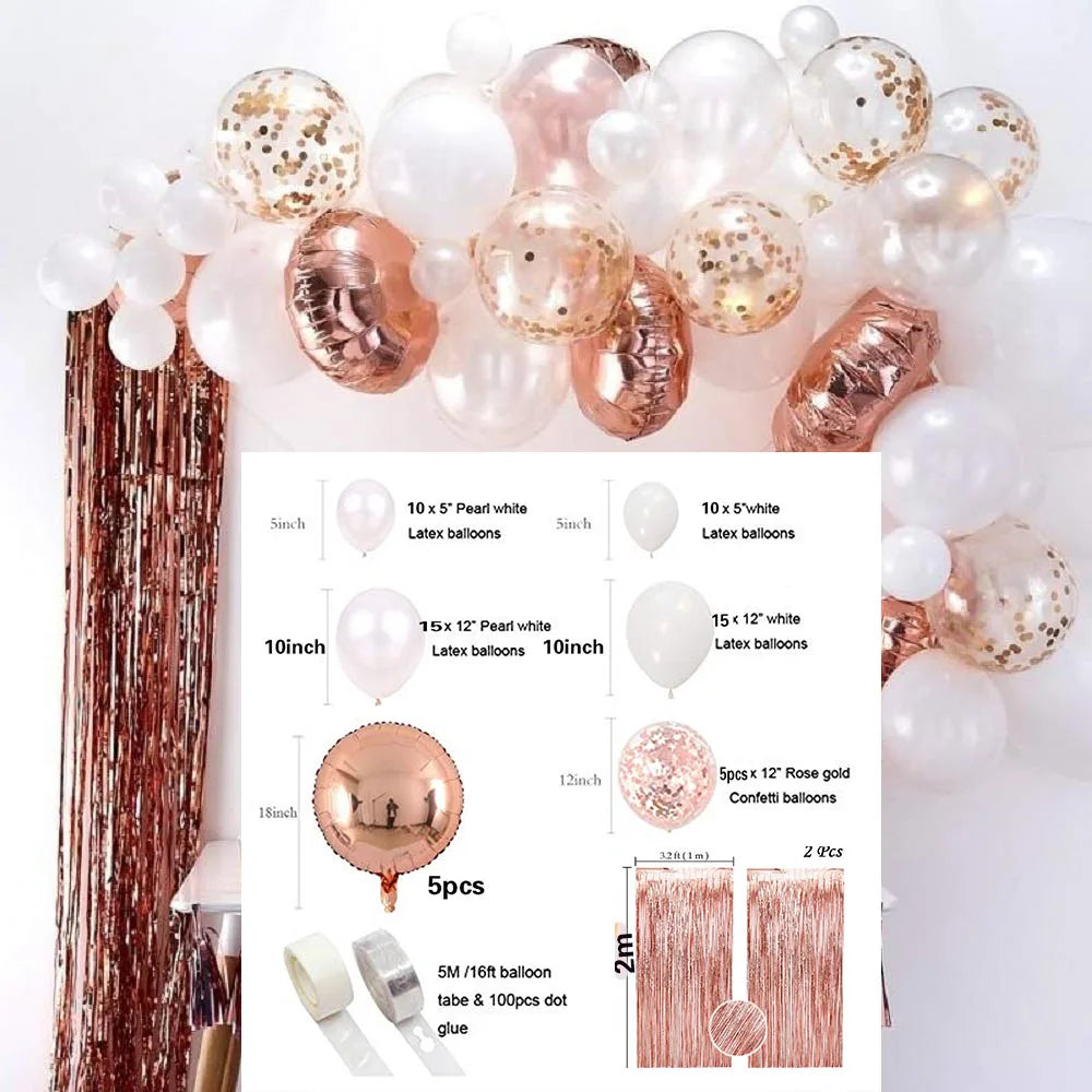 Party Christening Decor Balloon Garland Kit Rose Gold Arch Wedding Bridal Baby Shower Birthday Bachelorett Party Decoration