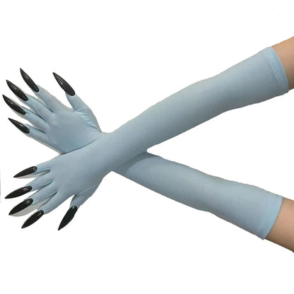 Cool Halloween Gloves Long Ghost Claw Dress up Gloves Fashion Black Long Nails Cosplay Halloween Funny Gloves