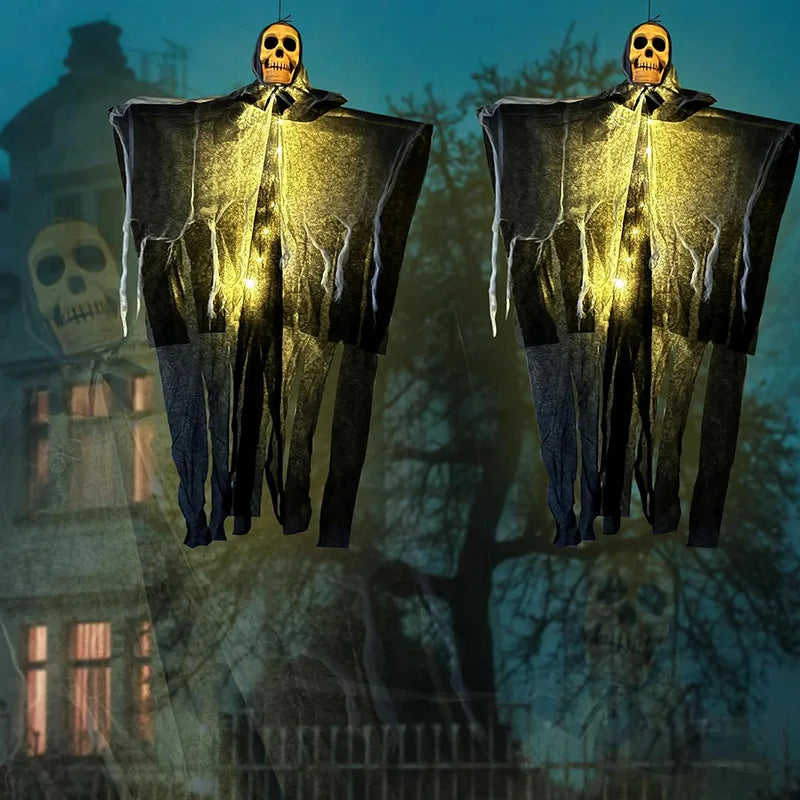 1Pcs Halloween Glowing Skull Skeleton Gauze Hanging Ghost Home Outdoor Garden Decoration Halloween Party Horror Ghost Props 2026