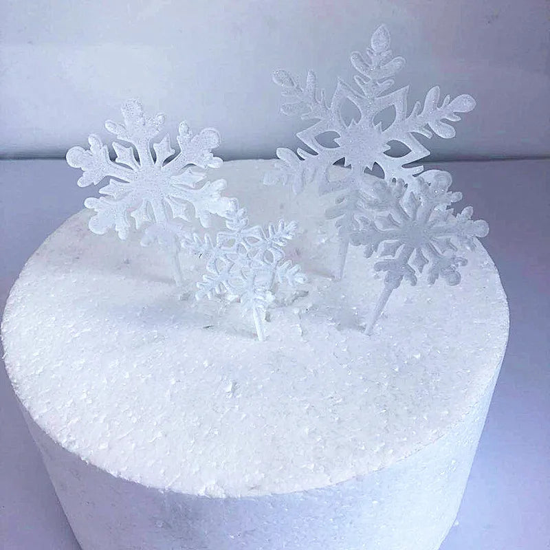 New Snowflake Four Piece Acrylic Party Cake Topper for 1St Birthday Christmas Happy New Year 2020 Party Cake Decoration Supplies