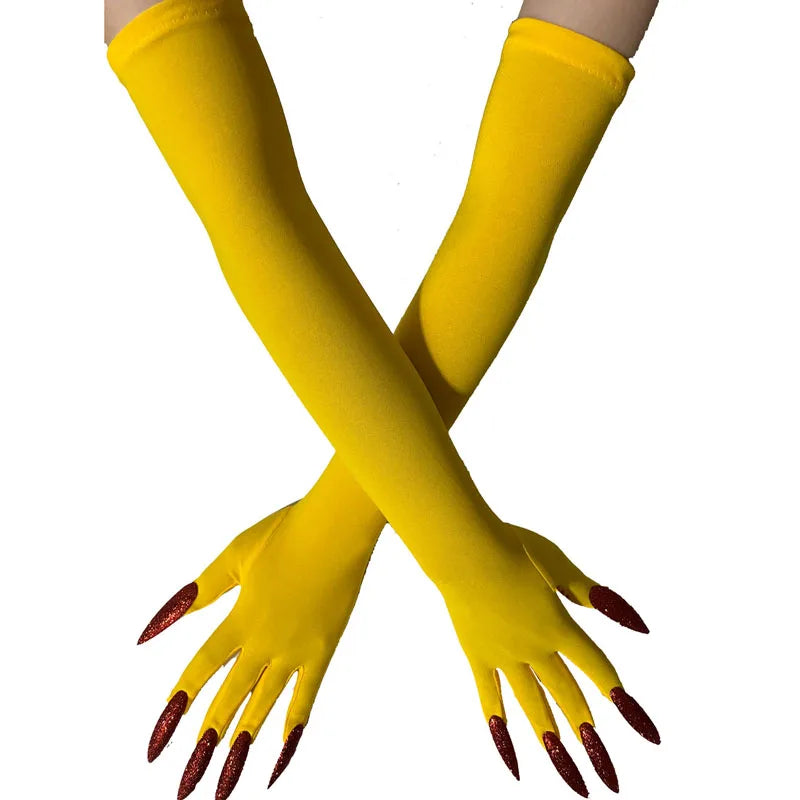 Cool Halloween Gloves Long Ghost Claw Dress up Gloves Fashion Black Long Nails Cosplay Halloween Funny Gloves