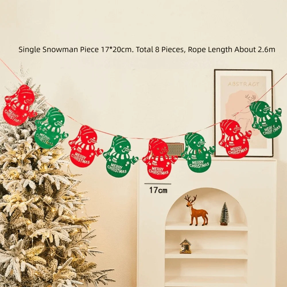 Kawaii Felt Christmas Banner Hanging Bunting Merry Christmas Christmas Ornaments Reusable Xmas Decorations