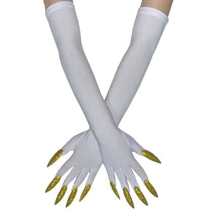 Cool Halloween Gloves Long Ghost Claw Dress up Gloves Fashion Black Long Nails Cosplay Halloween Funny Gloves
