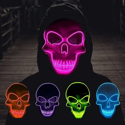 Fashion Horror Halloween Skull Mask LED Light Cosplay Costume Cosplay Mask Halloween LED Cold Light Mask Halloween Party