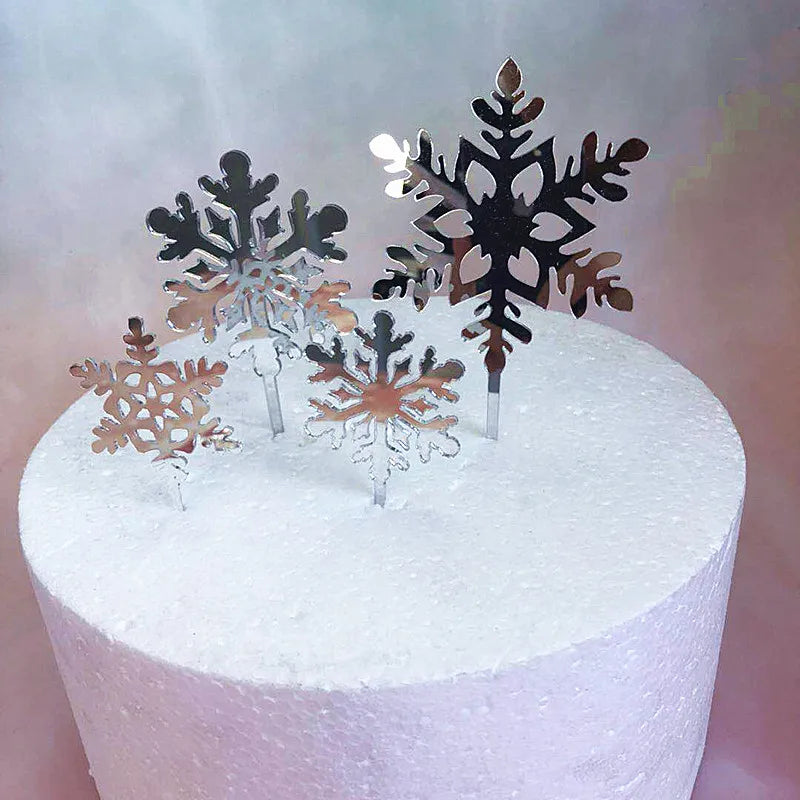 New Snowflake Four Piece Acrylic Party Cake Topper for 1St Birthday Christmas Happy New Year 2020 Party Cake Decoration Supplies