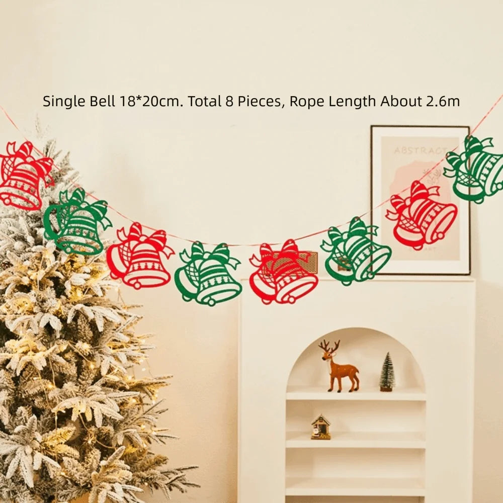 Kawaii Felt Christmas Banner Hanging Bunting Merry Christmas Christmas Ornaments Reusable Xmas Decorations