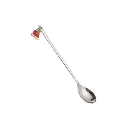 New Year 2021 Stainless Steel Christmas Spoons Xmas Party Coffee Spoon with Christmas Pendant Christmas Decorations Noel Gift