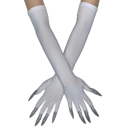 Cool Halloween Gloves Long Ghost Claw Dress up Gloves Fashion Black Long Nails Cosplay Halloween Funny Gloves