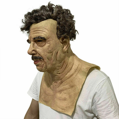 Scary Headgear Full Face Upper Body Party Prop Mr. White Adults 3D Simulation Latex Halloween Handsome Man Spoof Funny Mask