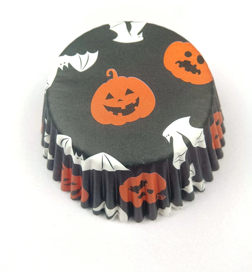 100X Halloween Ghost Spider Pumpkin Skull Merry Christmas Trick or Treat Cupcake Liners Muffin Baking Cups Wrapper Tray Holder