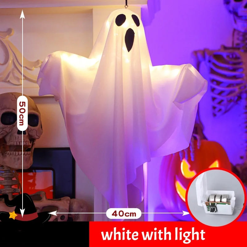 Halloween Hanging Ghosts Light up Warm LED Light Indoor Outdoor Front Porch Yard Scary Cute Halloween Ghost Decor Gifts