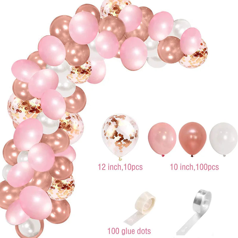 Party Christening Decor Balloon Garland Kit Rose Gold Arch Wedding Bridal Baby Shower Birthday Bachelorett Party Decoration