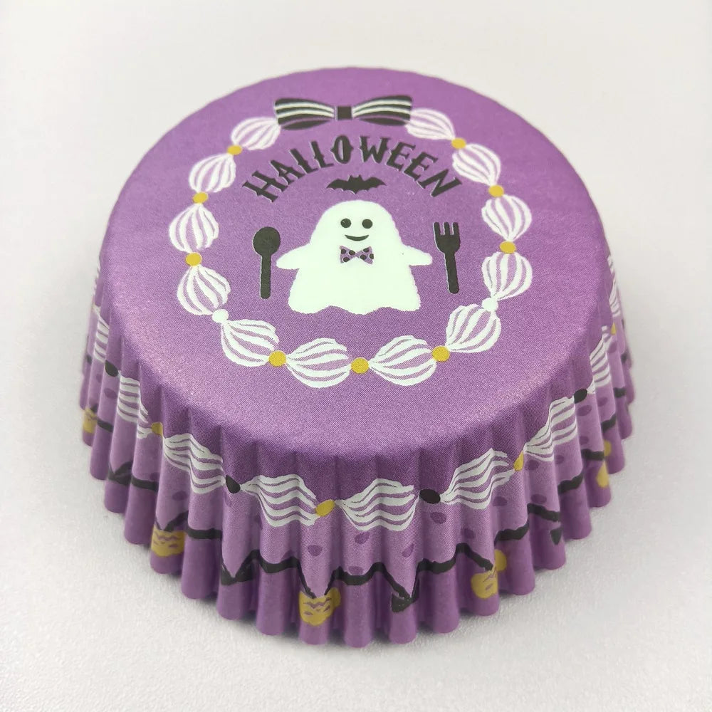 100X Halloween Ghost Spider Pumpkin Skull Merry Christmas Trick or Treat Cupcake Liners Muffin Baking Cups Wrapper Tray Holder