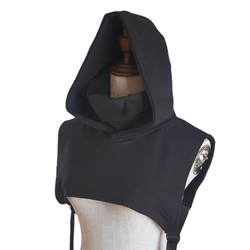 Cowl Hat Hood High Collar Crop Hoodie Tops Women Men Punk Gothic Sweater Vest Coat Halloween Horror Costume Wicca for Adult