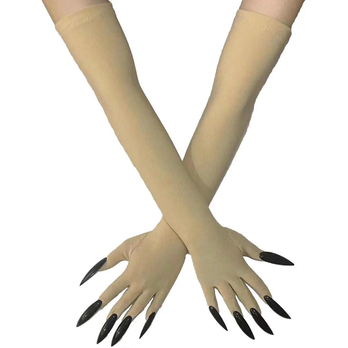 Cool Halloween Gloves Long Ghost Claw Dress up Gloves Fashion Black Long Nails Cosplay Halloween Funny Gloves