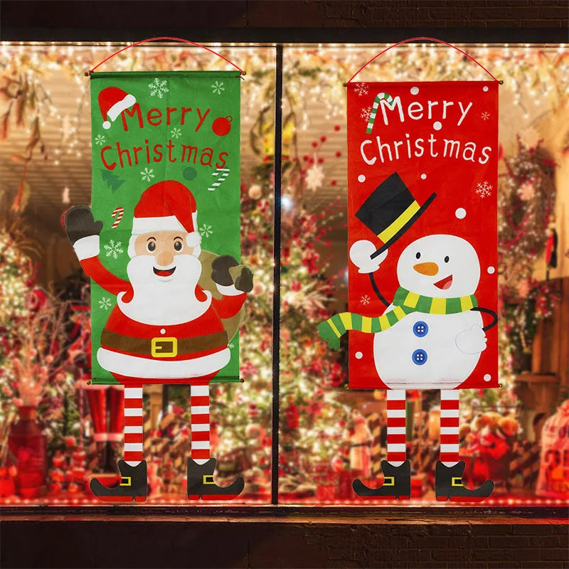 Merry Christmas Decorations Porch Banner Hanging Ornament New Year Sign for Home Front Door Wall Xmas Natal Noel 2022 Decor