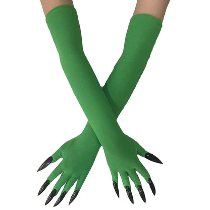 Cool Halloween Gloves Long Ghost Claw Dress up Gloves Fashion Black Long Nails Cosplay Halloween Funny Gloves