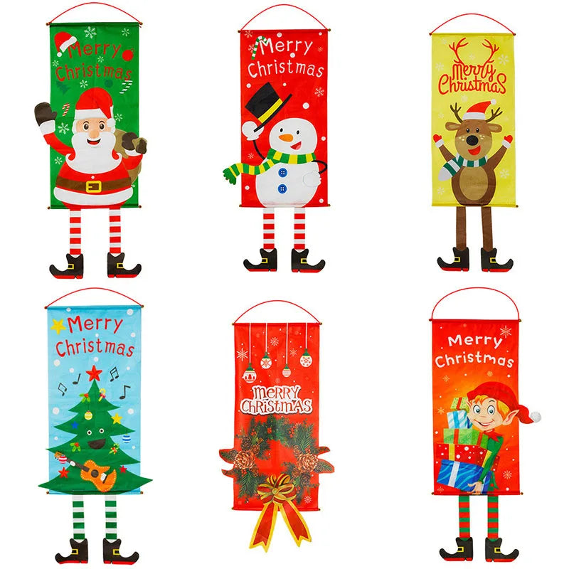 Merry Christmas Decorations Porch Banner Hanging Ornament New Year Sign for Home Front Door Wall Xmas Natal Noel 2022 Decor