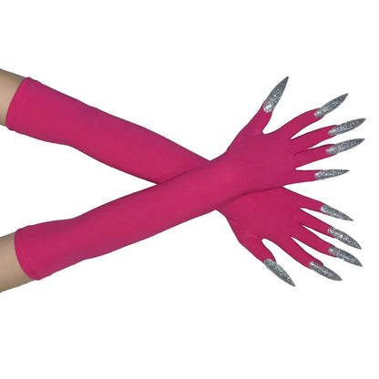 Cool Halloween Gloves Long Ghost Claw Dress up Gloves Fashion Black Long Nails Cosplay Halloween Funny Gloves