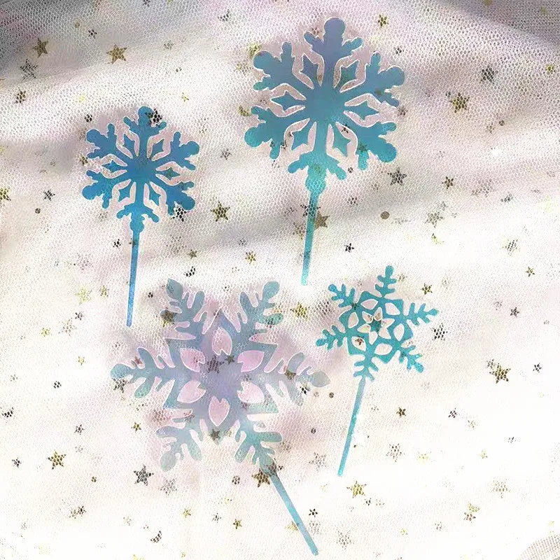 New Snowflake Four Piece Acrylic Party Cake Topper for 1St Birthday Christmas Happy New Year 2020 Party Cake Decoration Supplies