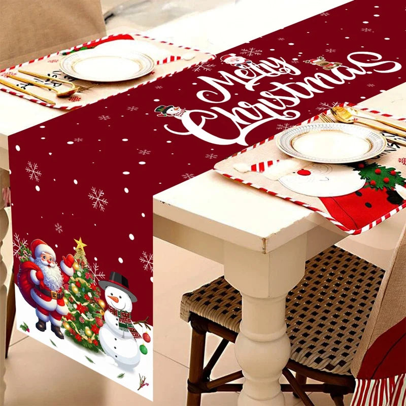 Christmas Table Runner Merry Christmas Decoration for Home Xmas Table Decor 2026 Navidad Notal Noel Ornament Happy New Year 2027