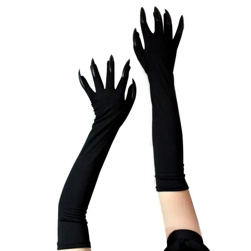Cool Halloween Gloves Long Ghost Claw Dress up Gloves Fashion Black Long Nails Cosplay Halloween Funny Gloves