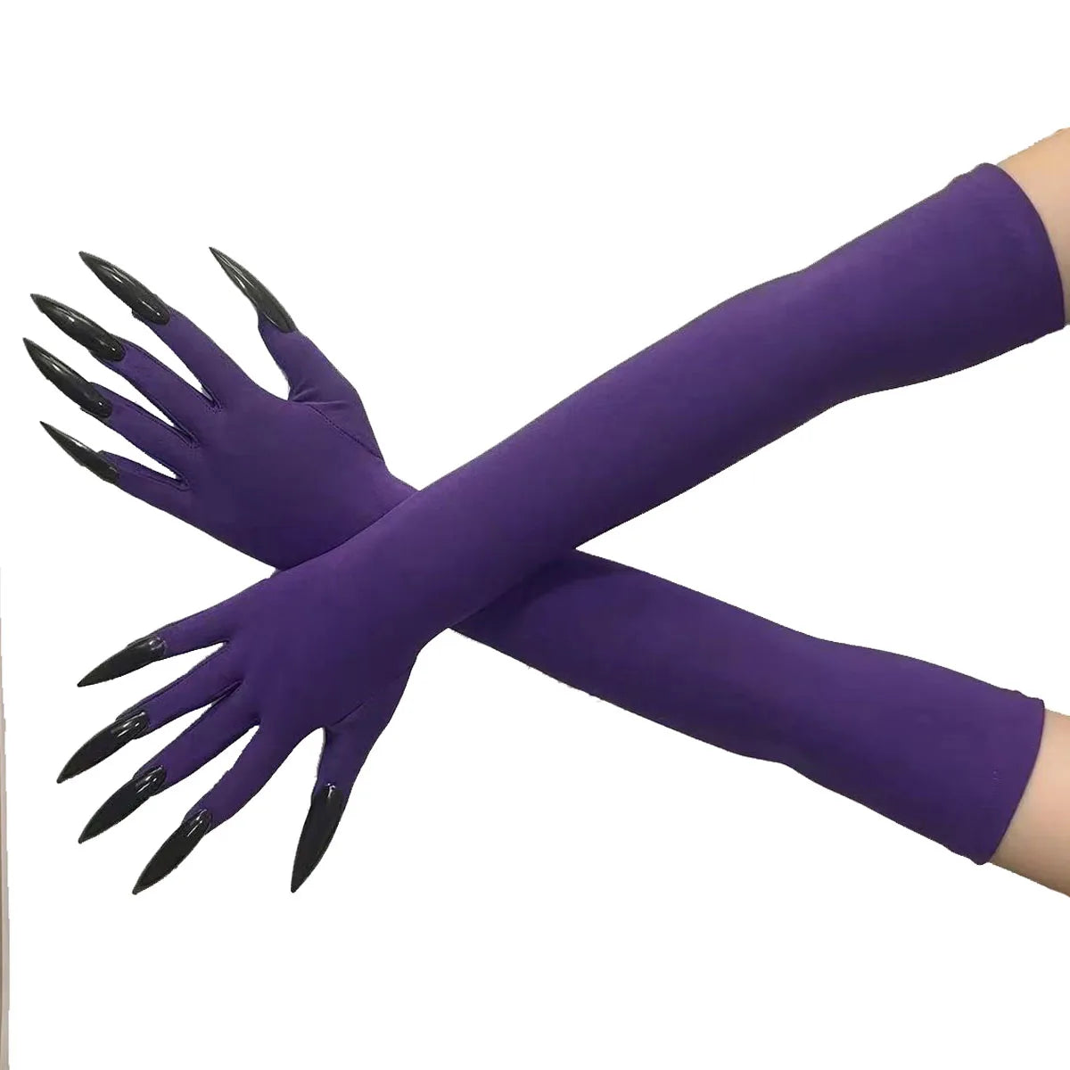 Cool Halloween Gloves Long Ghost Claw Dress up Gloves Fashion Black Long Nails Cosplay Halloween Funny Gloves