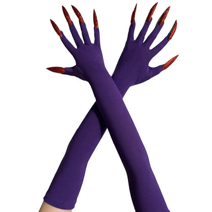 Cool Halloween Gloves Long Ghost Claw Dress up Gloves Fashion Black Long Nails Cosplay Halloween Funny Gloves