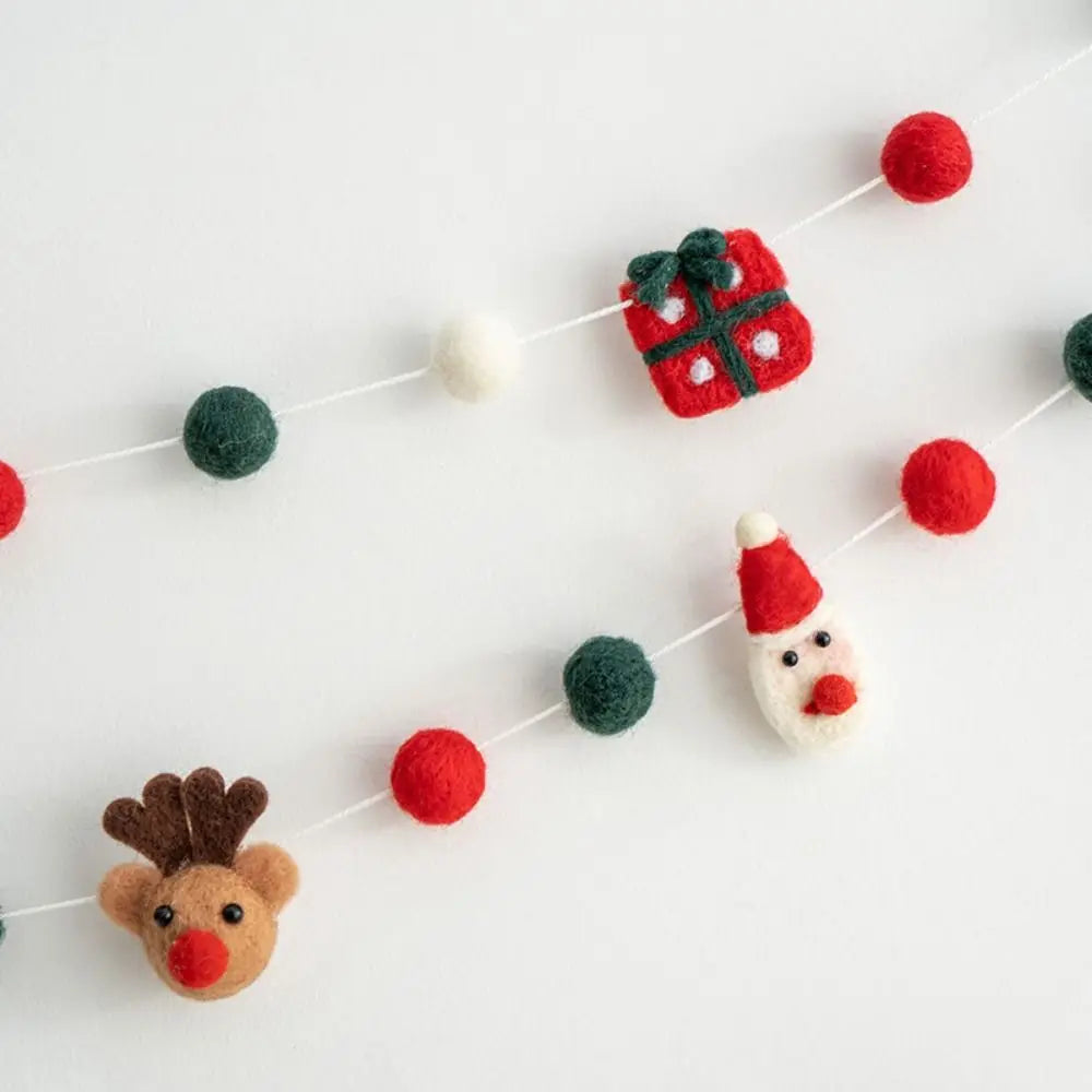 Kawaii Felt Christmas Banner Hanging Bunting Merry Christmas Christmas Ornaments Reusable Xmas Decorations