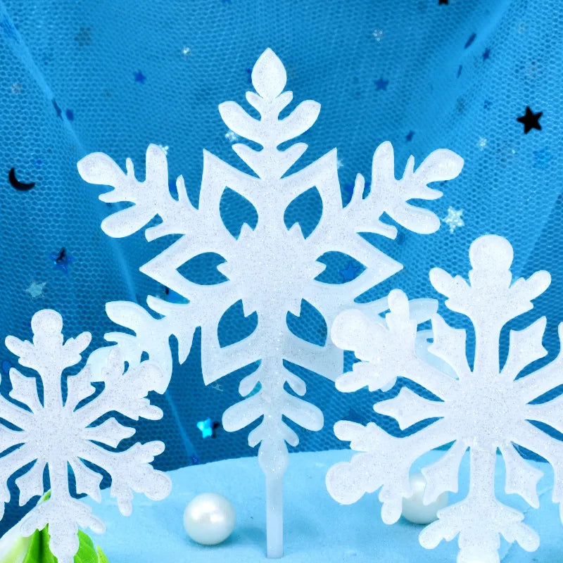 New Snowflake Four Piece Acrylic Party Cake Topper for 1St Birthday Christmas Happy New Year 2020 Party Cake Decoration Supplies