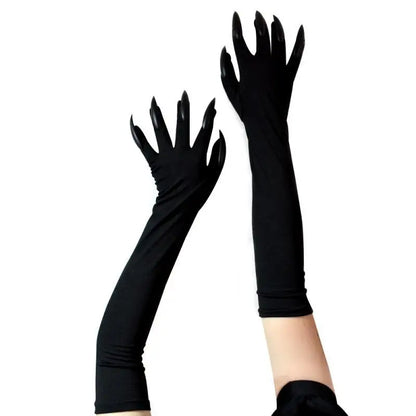Cool Halloween Gloves Long Ghost Claw Dress up Gloves Fashion Black Long Nails Cosplay Halloween Funny Gloves