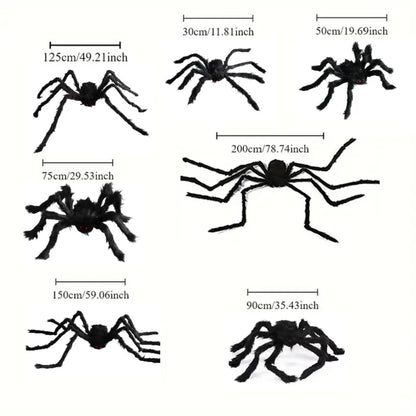 Halloween Big Plush Spider Horror Halloween Decoration Party Prop Outdoor Giant Spider Decor 30-200Cm Chamber Prank