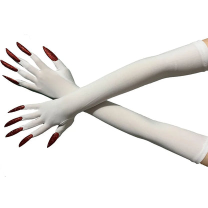 Cool Halloween Gloves Long Ghost Claw Dress up Gloves Fashion Black Long Nails Cosplay Halloween Funny Gloves