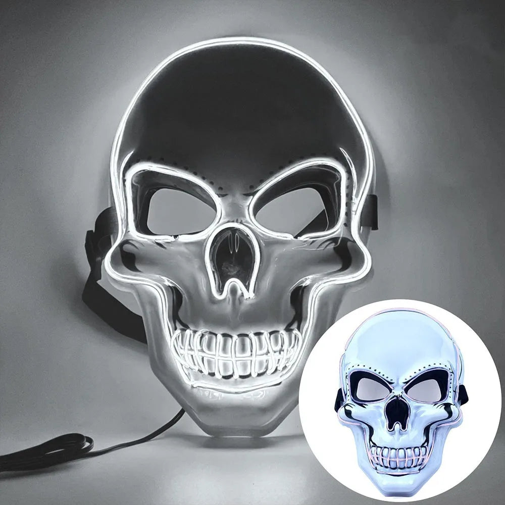 Fashion Horror Halloween Skull Mask LED Light Cosplay Costume Cosplay Mask Halloween LED Cold Light Mask Halloween Party