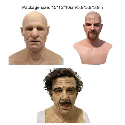 Scary Headgear Full Face Upper Body Party Prop Mr. White Adults 3D Simulation Latex Halloween Handsome Man Spoof Funny Mask