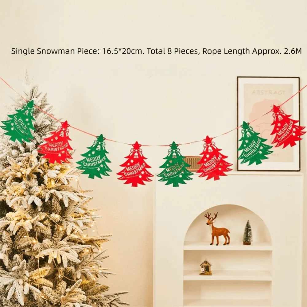 Kawaii Felt Christmas Banner Hanging Bunting Merry Christmas Christmas Ornaments Reusable Xmas Decorations