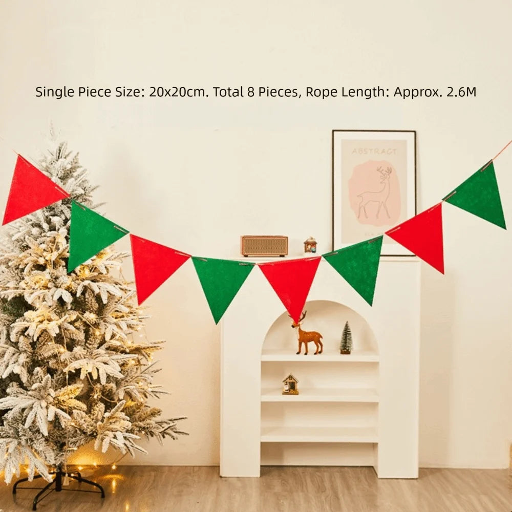 Kawaii Felt Christmas Banner Hanging Bunting Merry Christmas Christmas Ornaments Reusable Xmas Decorations