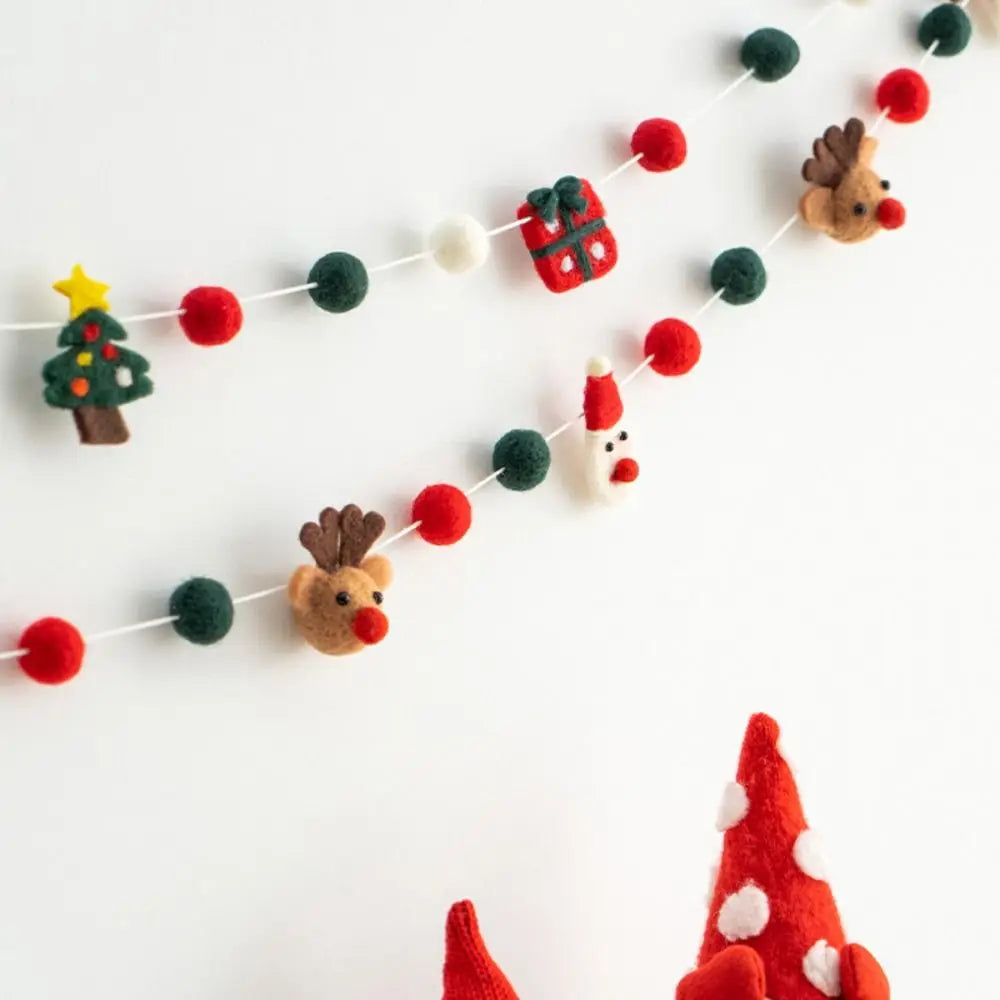 Kawaii Felt Christmas Banner Hanging Bunting Merry Christmas Christmas Ornaments Reusable Xmas Decorations