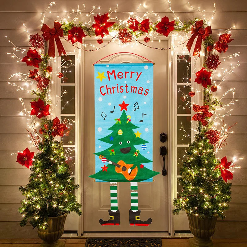 Merry Christmas Decorations Porch Banner Hanging Ornament New Year Sign for Home Front Door Wall Xmas Natal Noel 2022 Decor