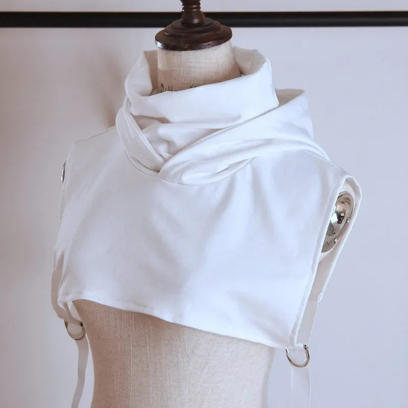 Cowl Hat Hood High Collar Crop Hoodie Tops Women Men Punk Gothic Sweater Vest Coat Halloween Horror Costume Wicca for Adult