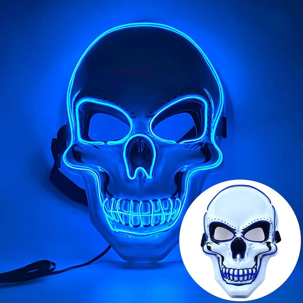 Fashion Horror Halloween Skull Mask LED Light Cosplay Costume Cosplay Mask Halloween LED Cold Light Mask Halloween Party