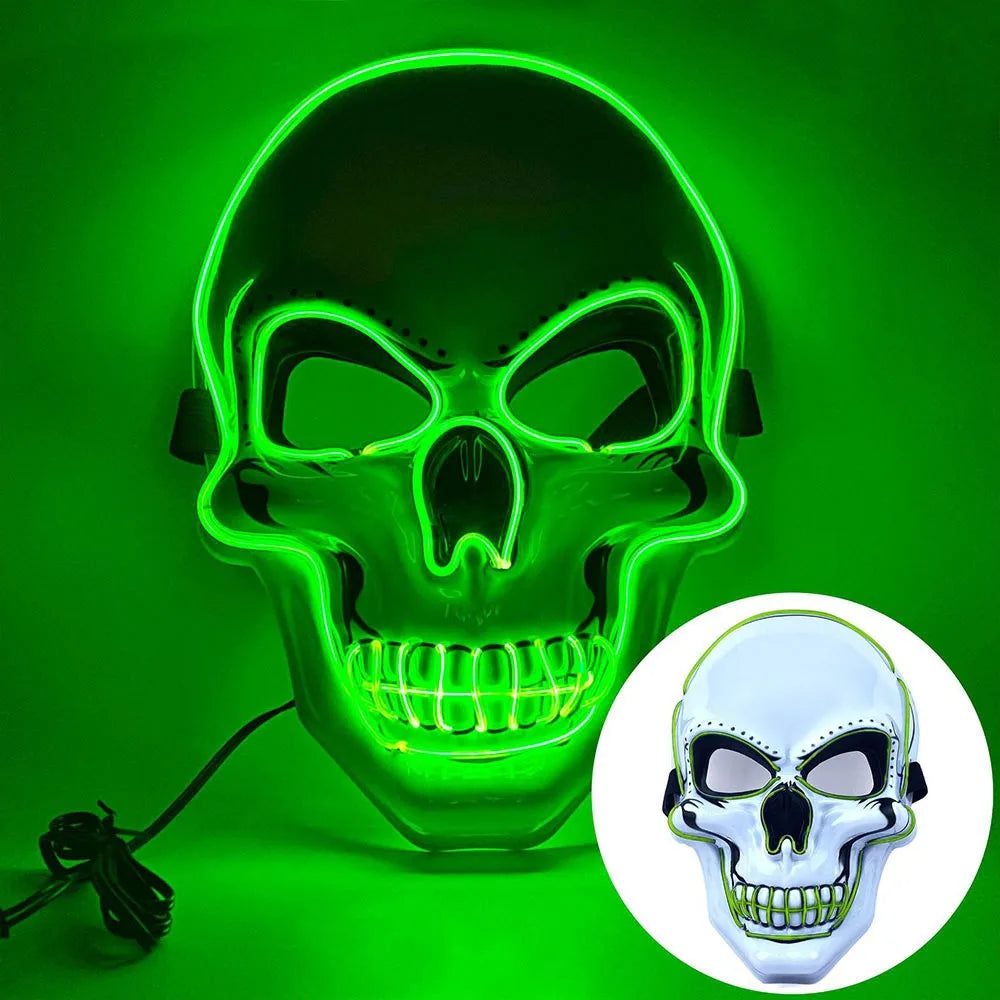 Fashion Horror Halloween Skull Mask LED Light Cosplay Costume Cosplay Mask Halloween LED Cold Light Mask Halloween Party