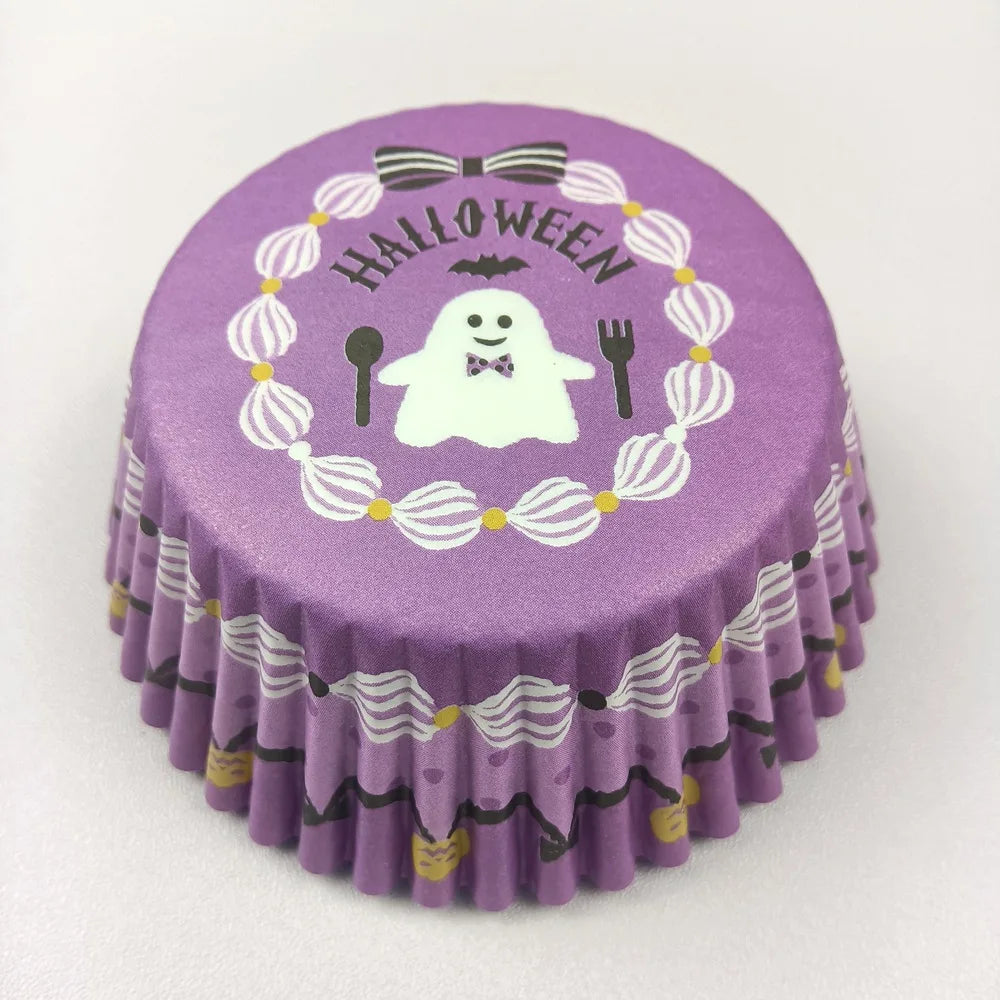 100X Halloween Ghost Spider Pumpkin Skull Merry Christmas Trick or Treat Cupcake Liners Muffin Baking Cups Wrapper Tray Holder