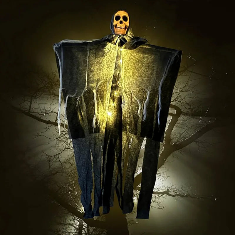1Pcs Halloween Glowing Skull Skeleton Gauze Hanging Ghost Home Outdoor Garden Decoration Halloween Party Horror Ghost Props 2026