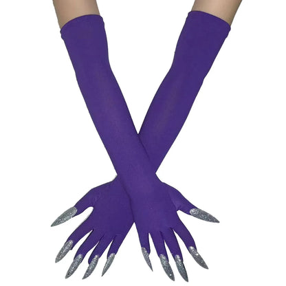 Cool Halloween Gloves Long Ghost Claw Dress up Gloves Fashion Black Long Nails Cosplay Halloween Funny Gloves