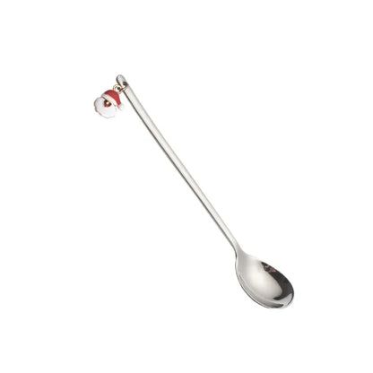 New Year 2021 Stainless Steel Christmas Spoons Xmas Party Coffee Spoon with Christmas Pendant Christmas Decorations Noel Gift